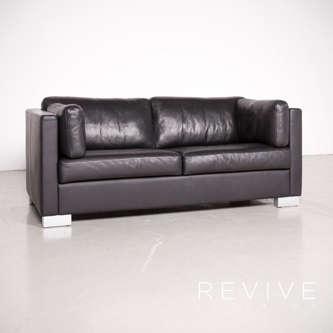 Brühl Designer Leder Sofa Hocker Garnitur Echtleder Zweisitzer Couch #7616