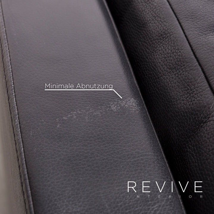 Brühl Designer Leder Sofa Schwarz Echtleder Zweisitzer Couch #7497