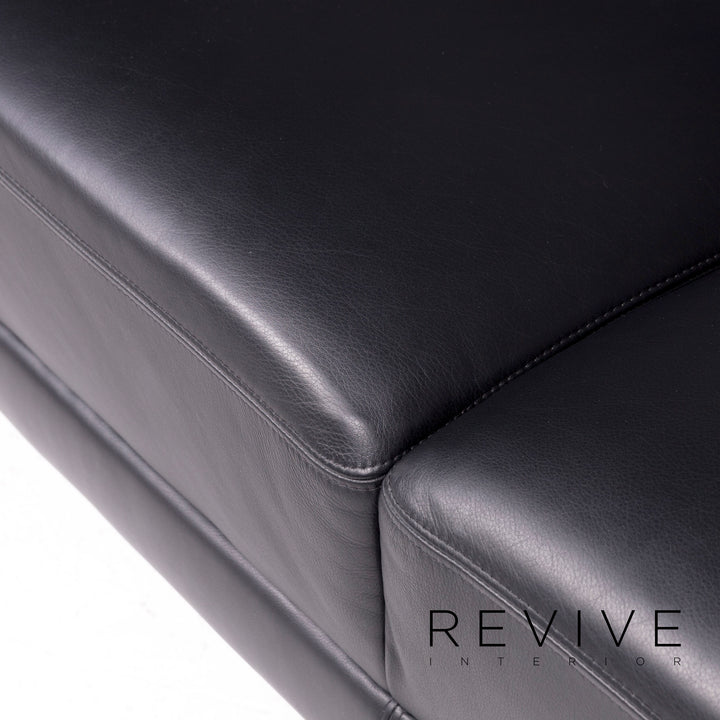 Brühl & Sippold leather sofa black genuine leather two-seater couch #8449