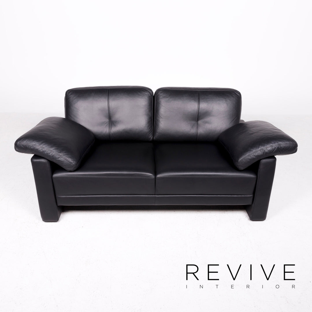 Brühl & Sippold leather sofa black genuine leather two-seater couch #8449