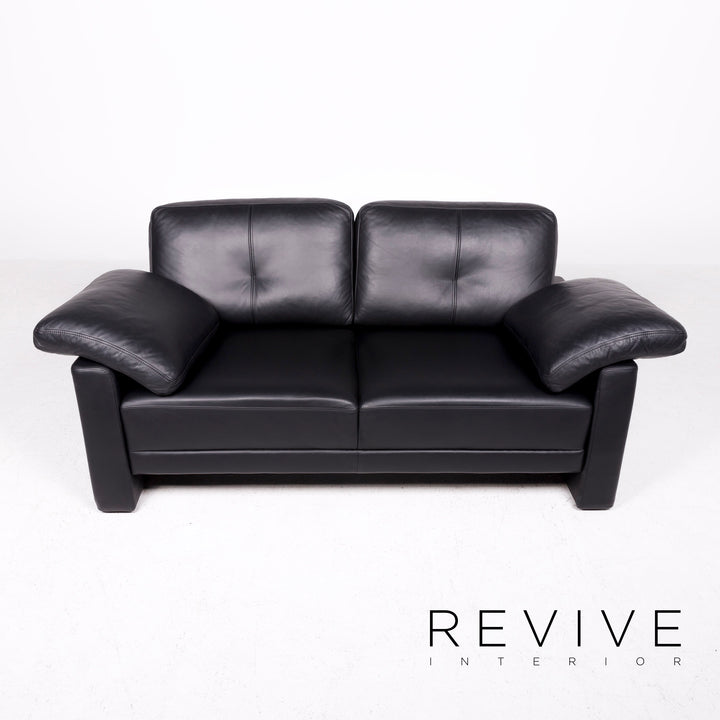 Brühl & Sippold leather sofa black genuine leather two-seater couch #8449