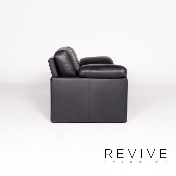 Brühl & Sippold leather sofa black genuine leather two-seater couch #8449