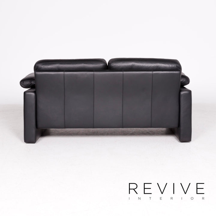 Brühl & Sippold leather sofa black genuine leather two-seater couch #8449