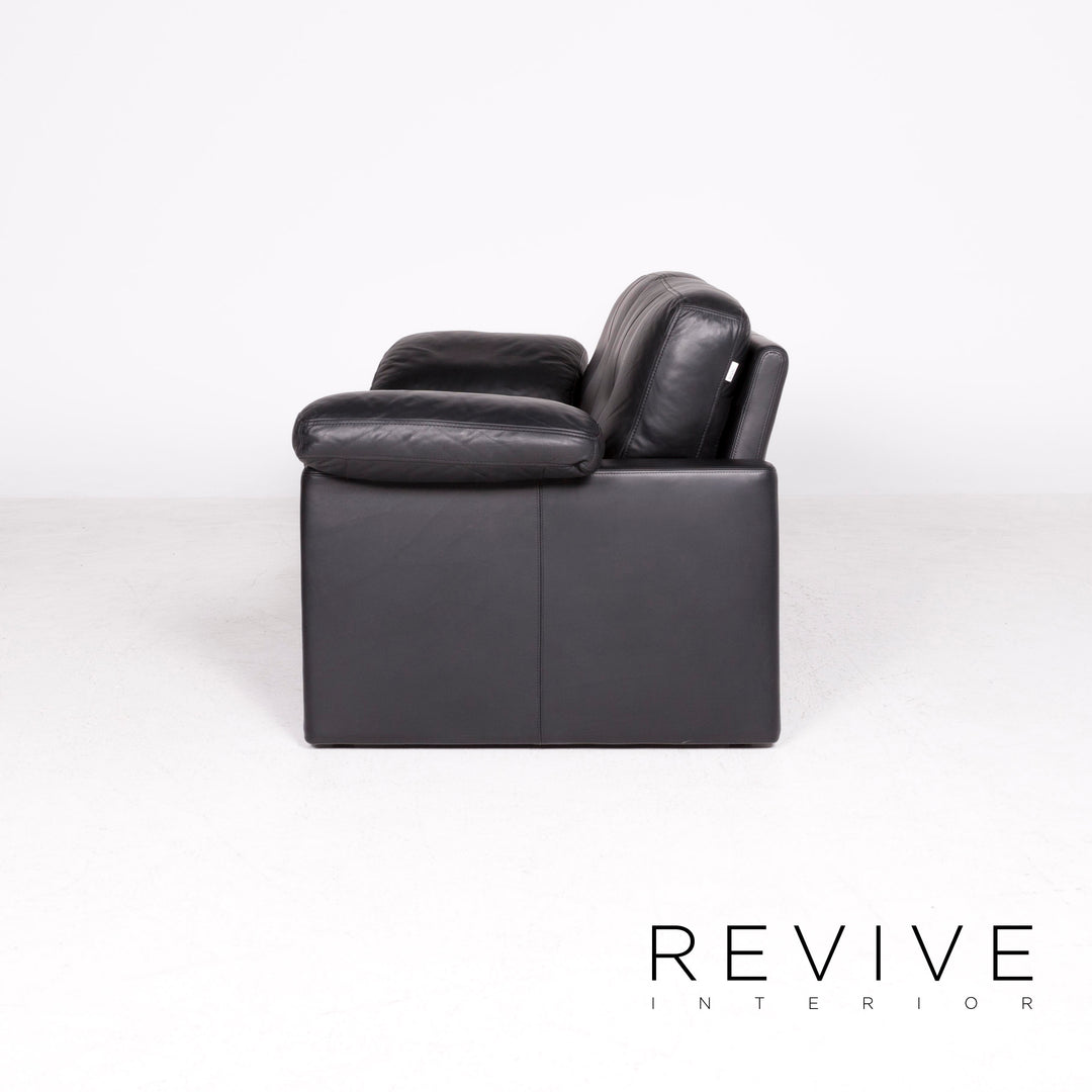 Brühl & Sippold leather sofa black genuine leather two-seater couch #8449