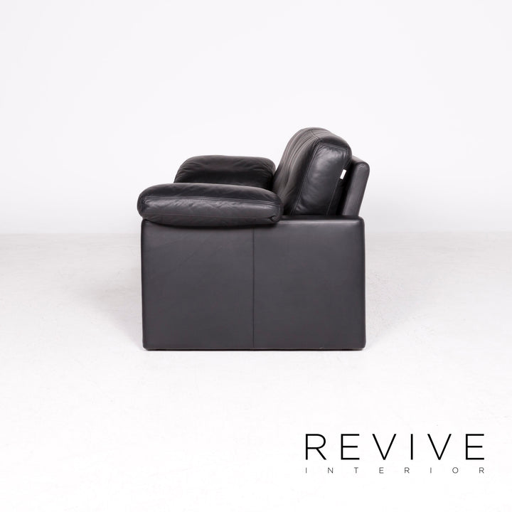 Brühl & Sippold leather sofa black genuine leather two-seater couch #8449