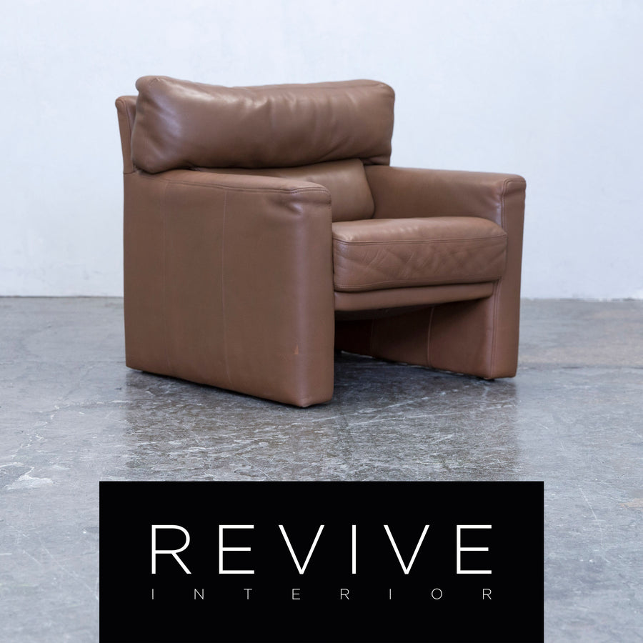 Brühl Designer Sessel Leder Braun Einsitzer Couch Modern Echtleder #5528