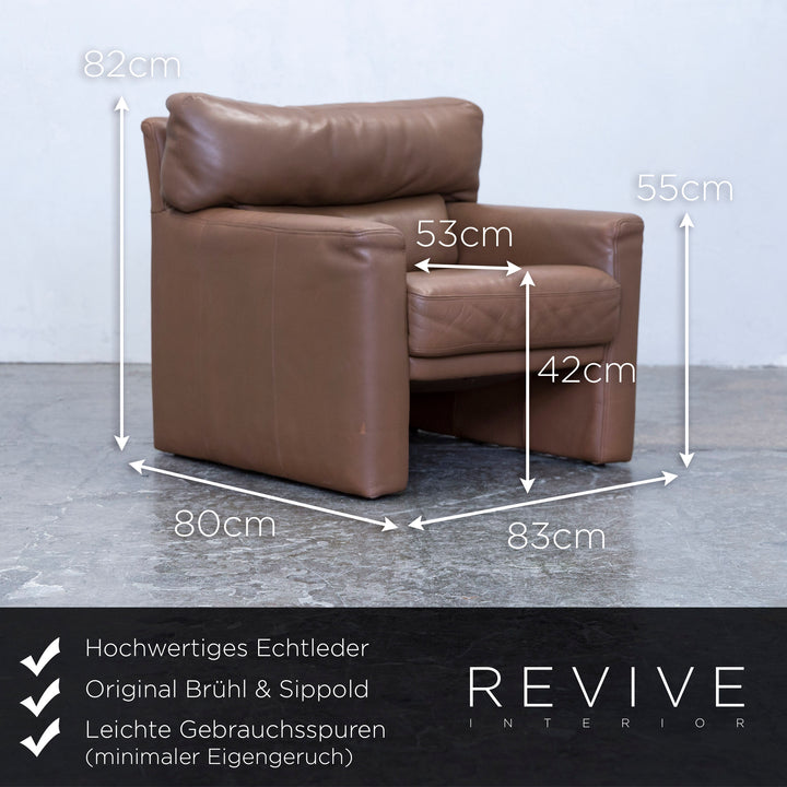 Brühl Designer Sessel Leder Braun Einsitzer Couch Modern Echtleder #5528