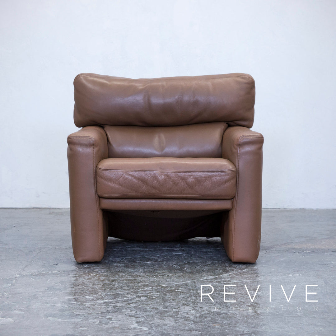 Brühl Designer Sessel Leder Braun Einsitzer Couch Modern Echtleder #5528
