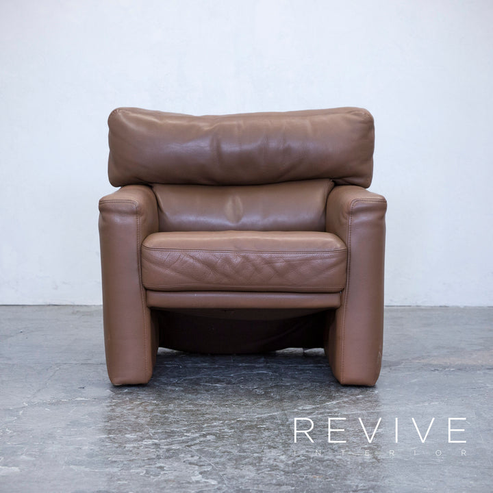 Brühl Designer Sessel Leder Braun Einsitzer Couch Modern Echtleder #5528