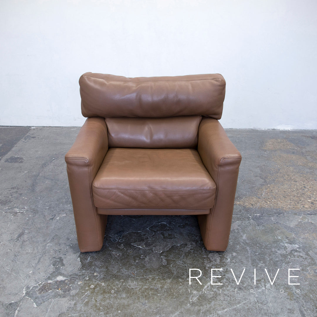 Brühl Designer Sessel Leder Braun Einsitzer Couch Modern Echtleder #5528