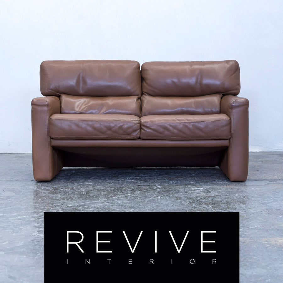 Brühl Designer Sofa Leder Braun Zweisitzer Couch Modern Echtleder #5529