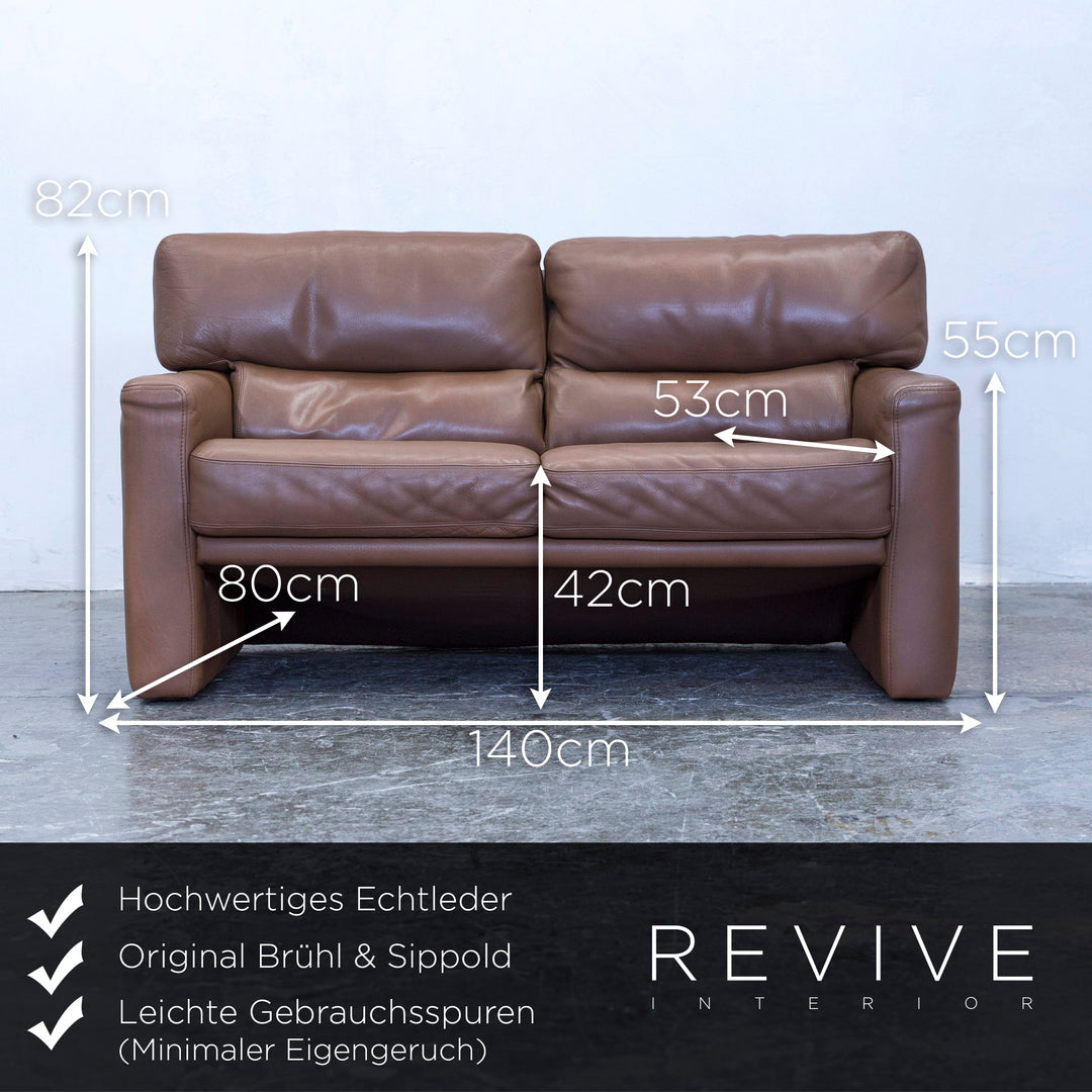 Brühl Designer Sofa Leder Braun Zweisitzer Couch Modern Echtleder #5529