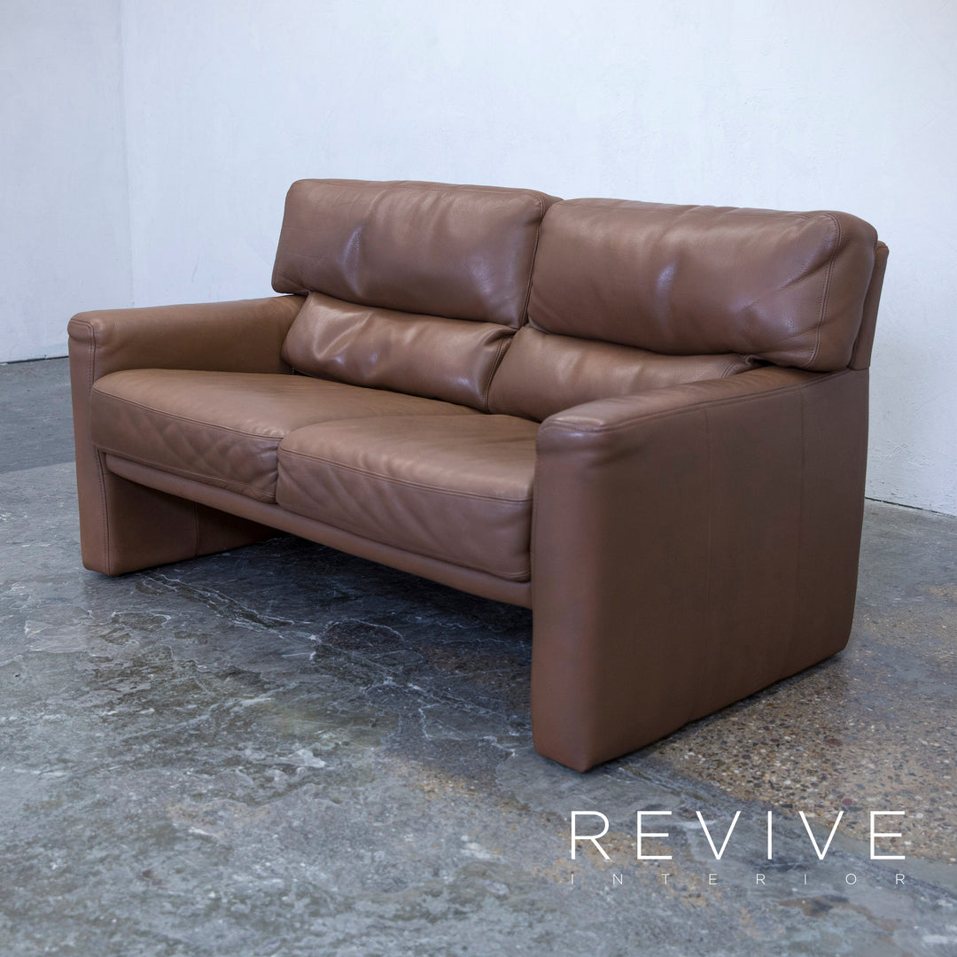 Brühl Designer Sofa Leder Braun Zweisitzer Couch Modern Echtleder #5529