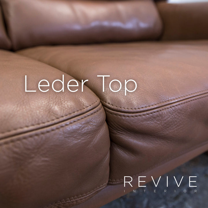 Brühl Designer Sofa Leder Braun Zweisitzer Couch Modern Echtleder #5529