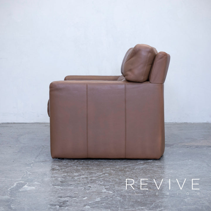 Brühl Designer Sofa Leder Braun Zweisitzer Couch Modern Echtleder #5529