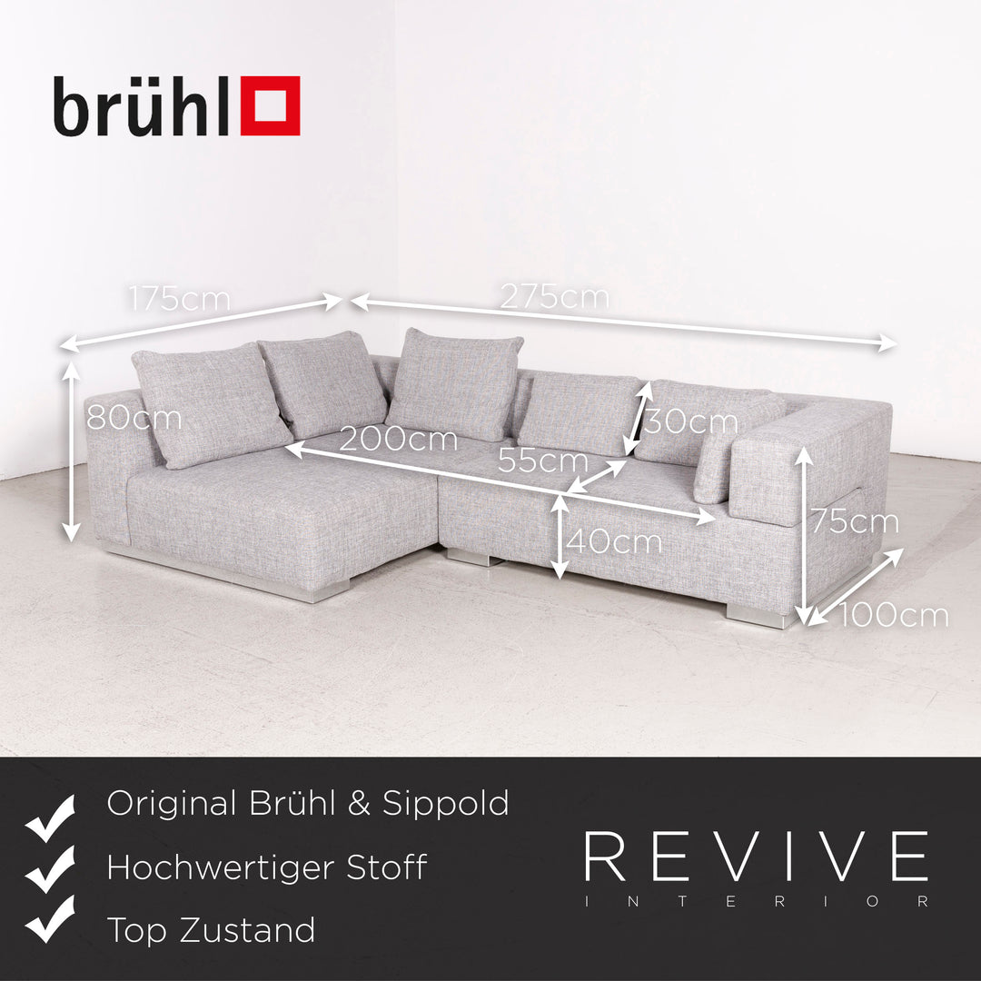 Brühl Designer Stoff Ecksofa Grau Sofa Couch #7982