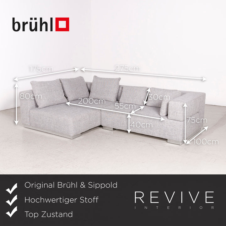 Brühl Designer Stoff Ecksofa Grau Sofa Couch #7982