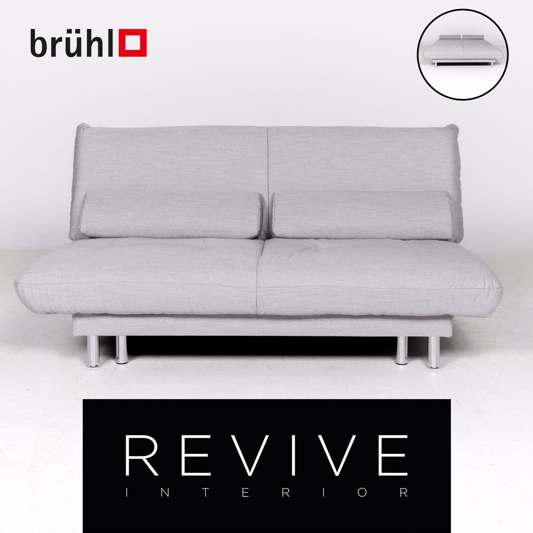 Brühl Designer Stoff Sofa Grau Zweisitzer Couch Funktion Schlafcouch Schlafsofa #7312