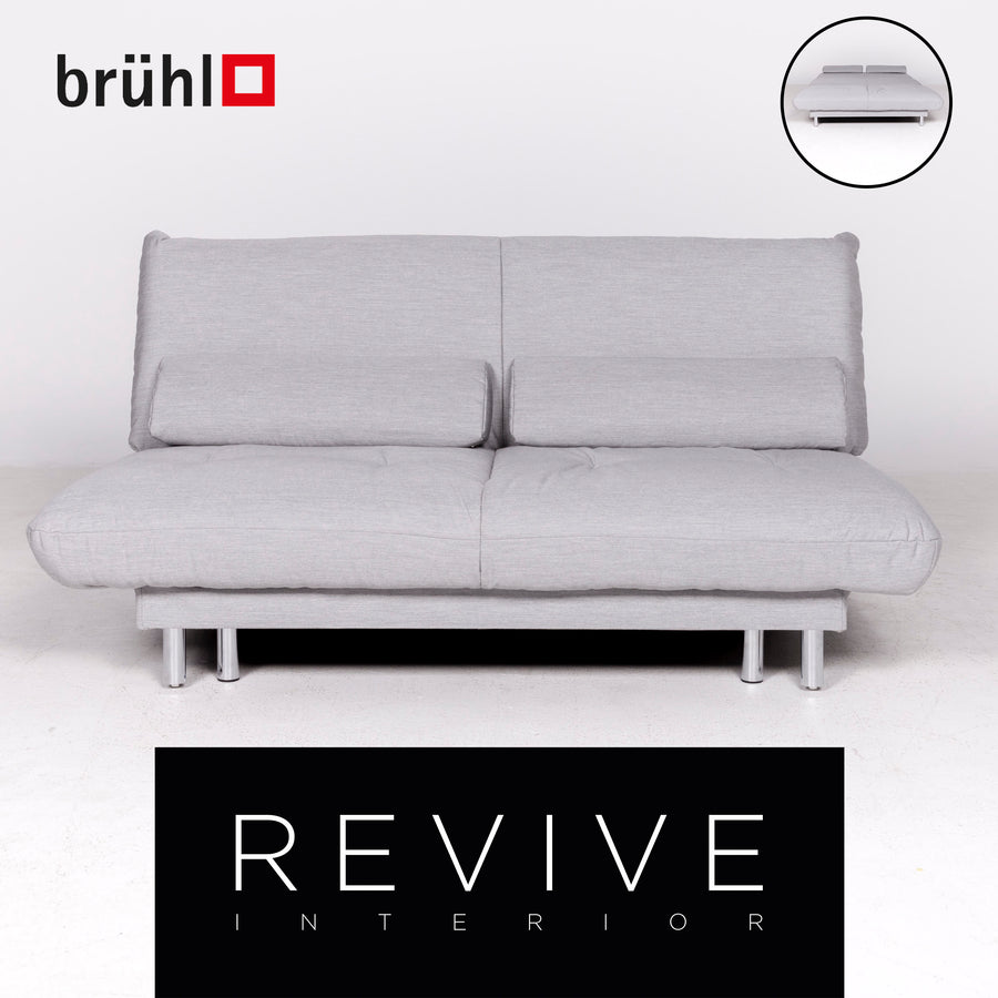 Brühl Designer Stoff Sofa Grau Zweisitzer Couch Funktion Schlafcouch Schlafsofa #7312