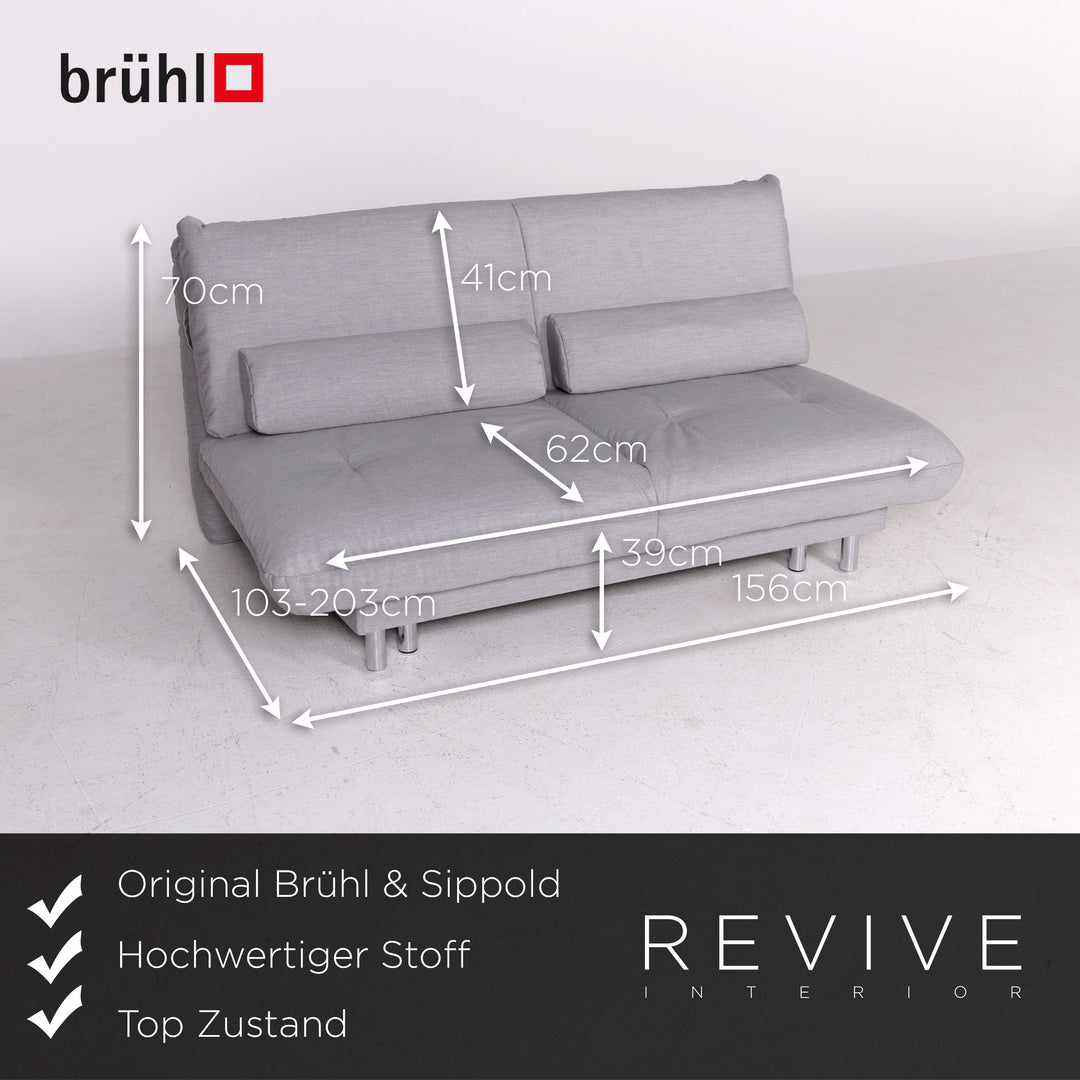 Brühl Designer Stoff Sofa Grau Zweisitzer Couch Funktion Schlafcouch Schlafsofa #7312