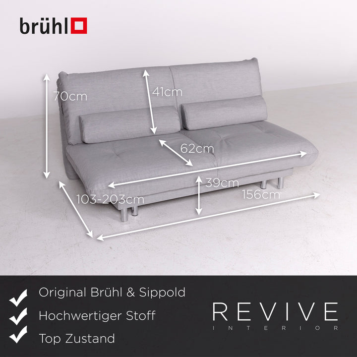 Brühl Designer Stoff Sofa Grau Zweisitzer Couch Funktion Schlafcouch Schlafsofa #7312