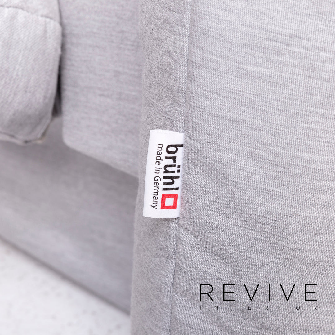 Brühl Designer Stoff Sofa Grau Zweisitzer Couch Funktion Schlafcouch Schlafsofa #7312