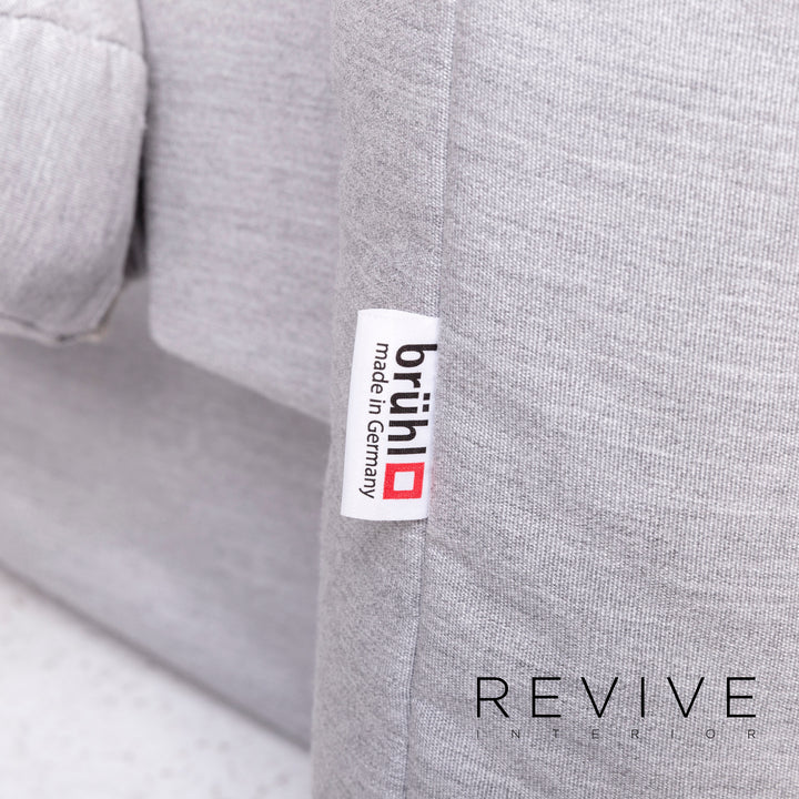 Brühl Designer Stoff Sofa Grau Zweisitzer Couch Funktion Schlafcouch Schlafsofa #7312