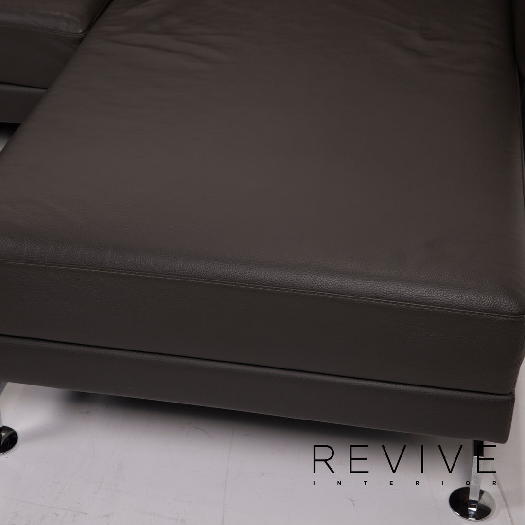 Brühl & Sippold Canapé d'angle en cuir gris anthracite Canapé fonction relax #15079