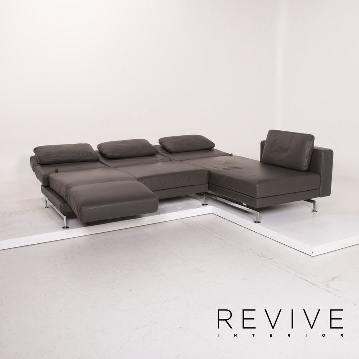 Brühl & Sippold Canapé d'angle en cuir gris anthracite Canapé fonction relax #15079