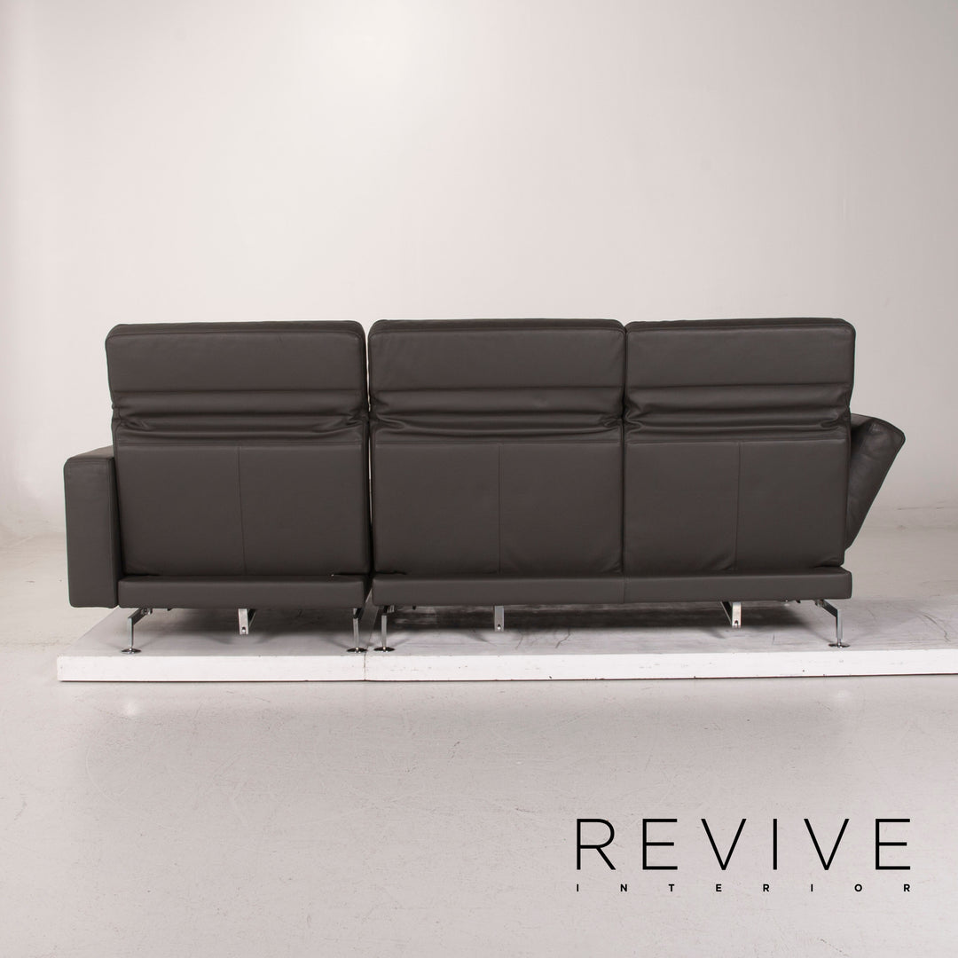 Brühl & Sippold Canapé d'angle en cuir gris anthracite Canapé fonction relax #15079