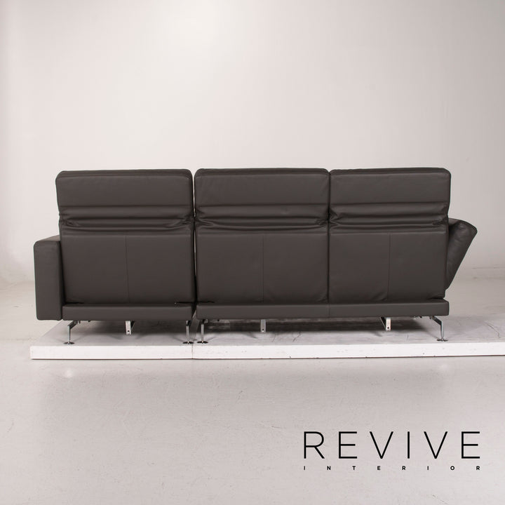 Brühl & Sippold Canapé d'angle en cuir gris anthracite Canapé fonction relax #15079