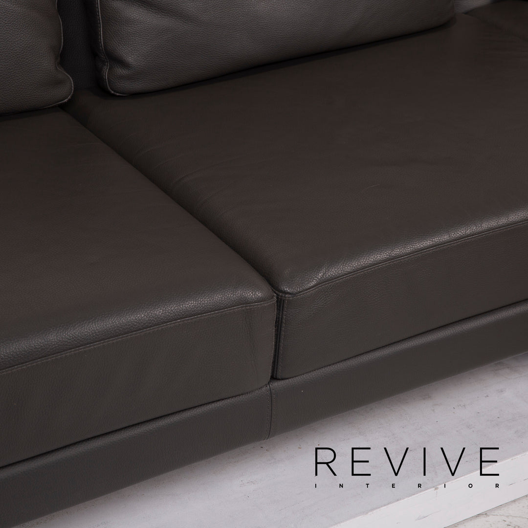 Brühl & Sippold Canapé d'angle en cuir gris anthracite Canapé fonction relax #15079