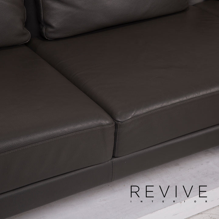 Brühl & Sippold Canapé d'angle en cuir gris anthracite Canapé fonction relax #15079