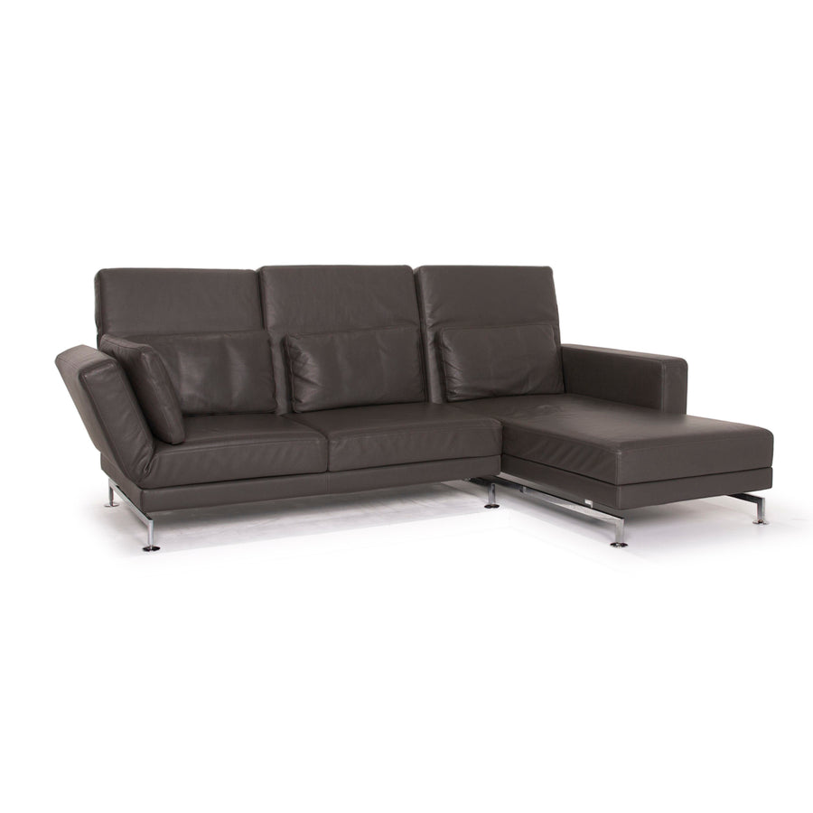 Brühl & Sippold Canapé d'angle en cuir gris anthracite Canapé fonction relax #15079