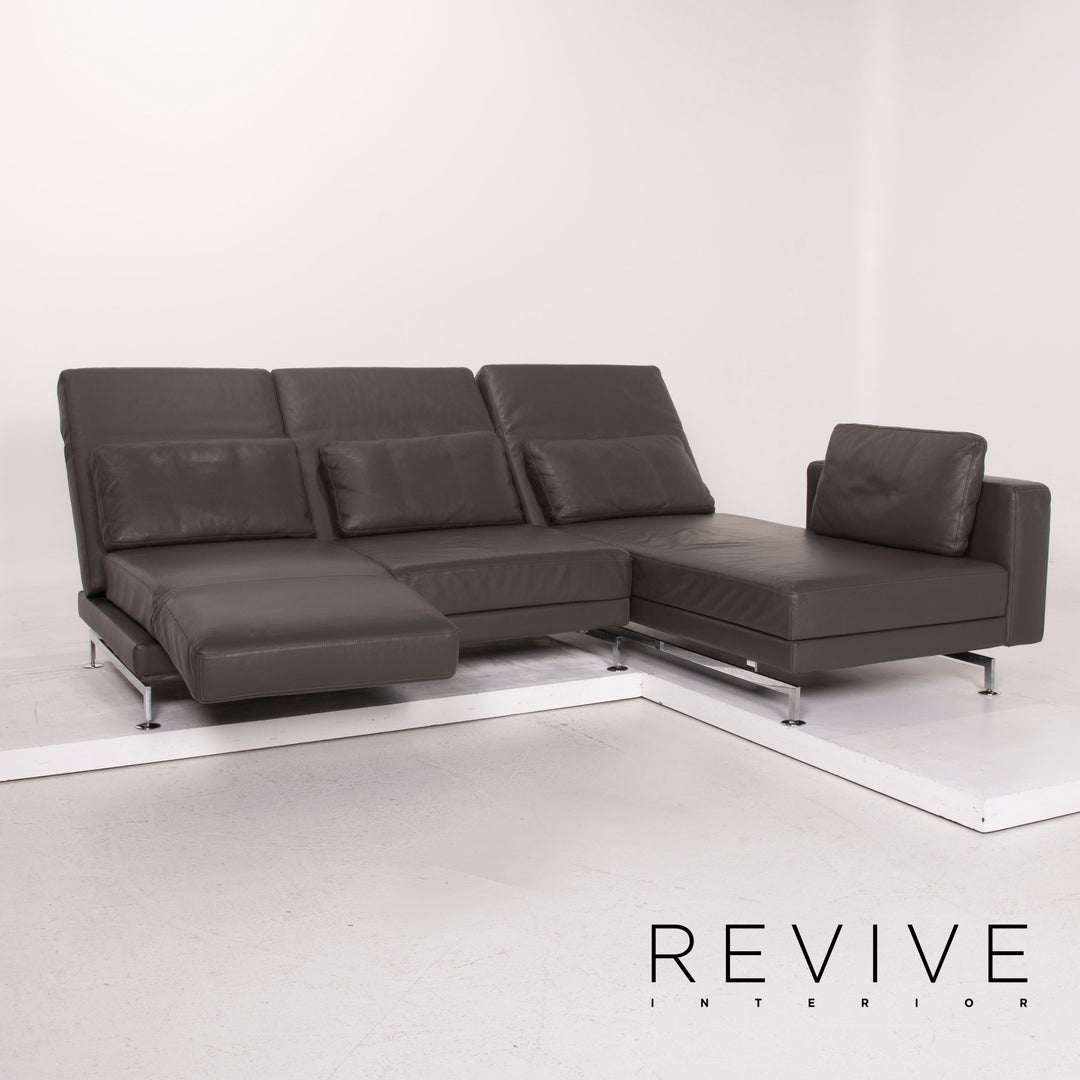 Brühl & Sippold Canapé d'angle en cuir gris anthracite Canapé fonction relax #15079