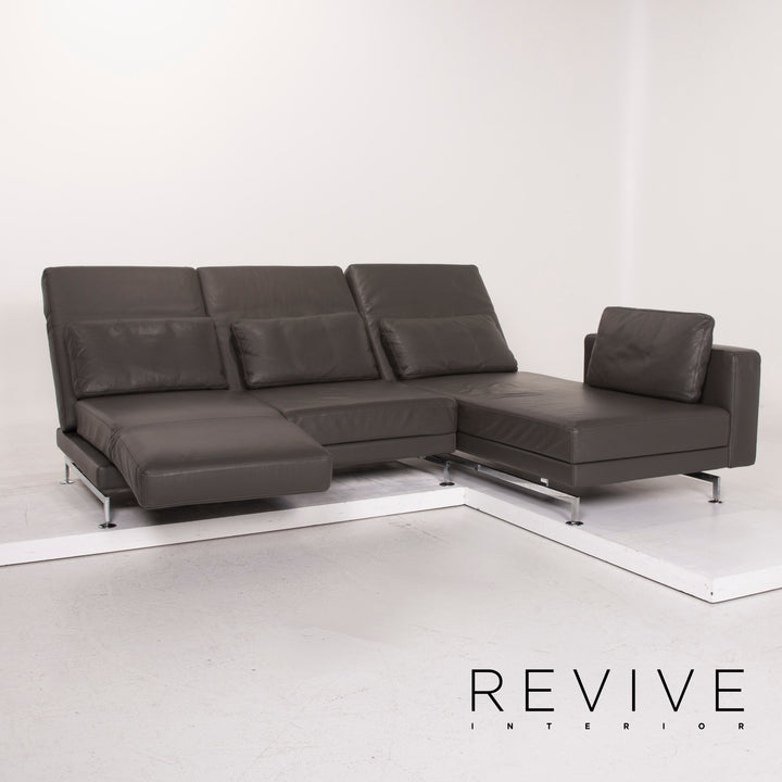 Brühl & Sippold Canapé d'angle en cuir gris anthracite Canapé fonction relax #15079