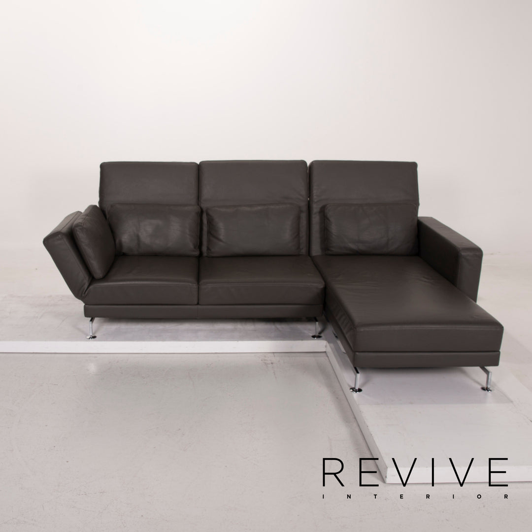 Brühl & Sippold Canapé d'angle en cuir gris anthracite Canapé fonction relax #15079