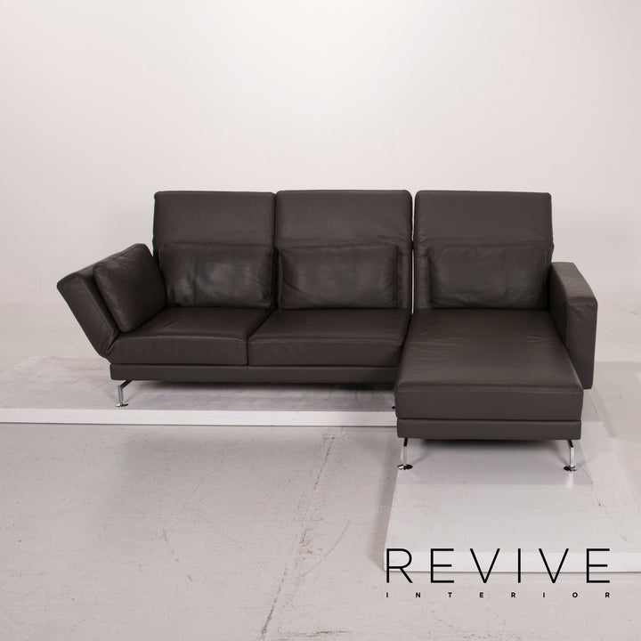 Brühl & Sippold Canapé d'angle en cuir gris anthracite Canapé fonction relax #15079