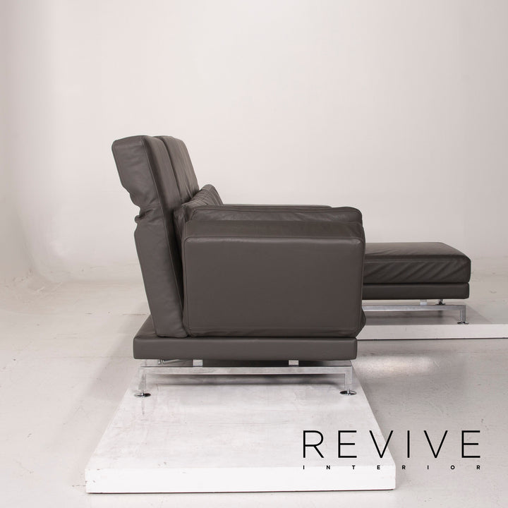 Brühl & Sippold Canapé d'angle en cuir gris anthracite Canapé fonction relax #15079