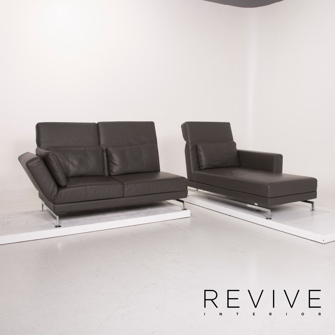 Brühl & Sippold Canapé d'angle en cuir gris anthracite Canapé fonction relax #15079