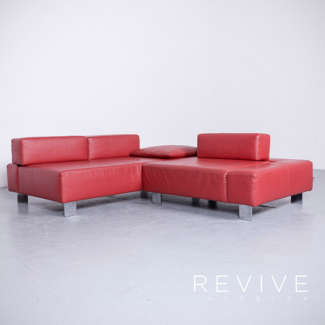 Brühl Fields Designer Leder Sofa Rot Echtleder Ecksofa Couch #6570