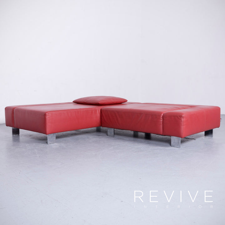 Brühl Fields Designer Leder Sofa Rot Echtleder Ecksofa Couch #6570