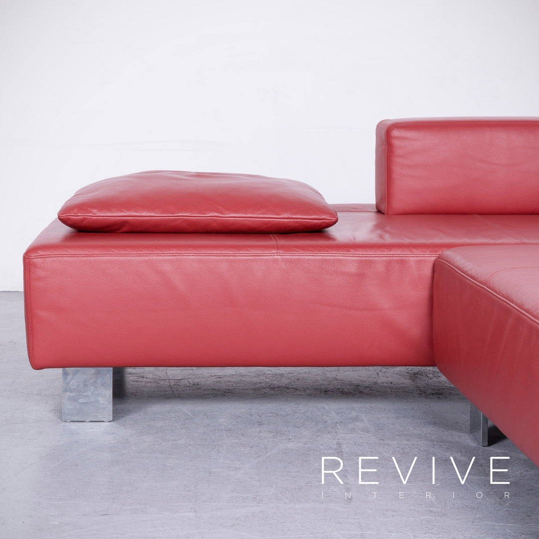 Brühl Fields Designer Leder Sofa Rot Echtleder Ecksofa Couch #6570