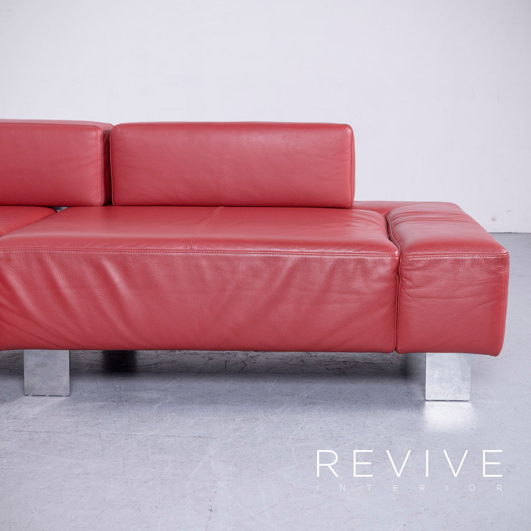 Brühl Fields Designer Leder Sofa Rot Echtleder Ecksofa Couch #6570