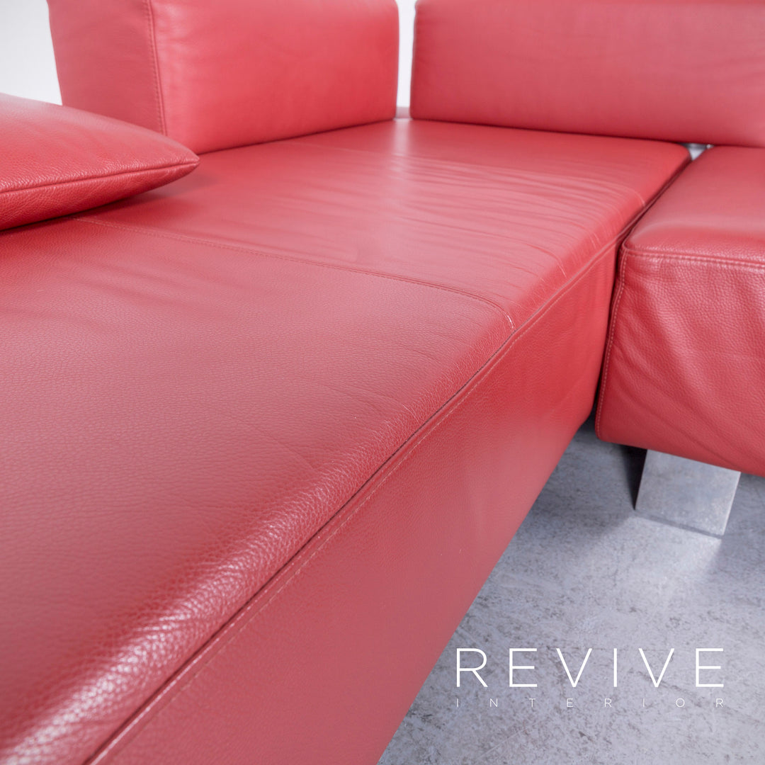 Brühl Fields Designer Leder Sofa Rot Echtleder Ecksofa Couch #6570