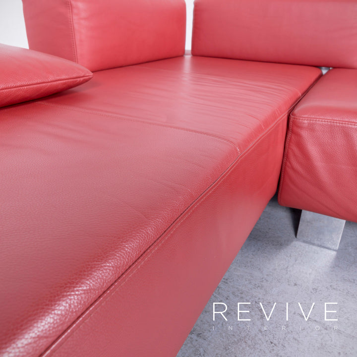 Brühl Fields Designer Leder Sofa Rot Echtleder Ecksofa Couch #6570