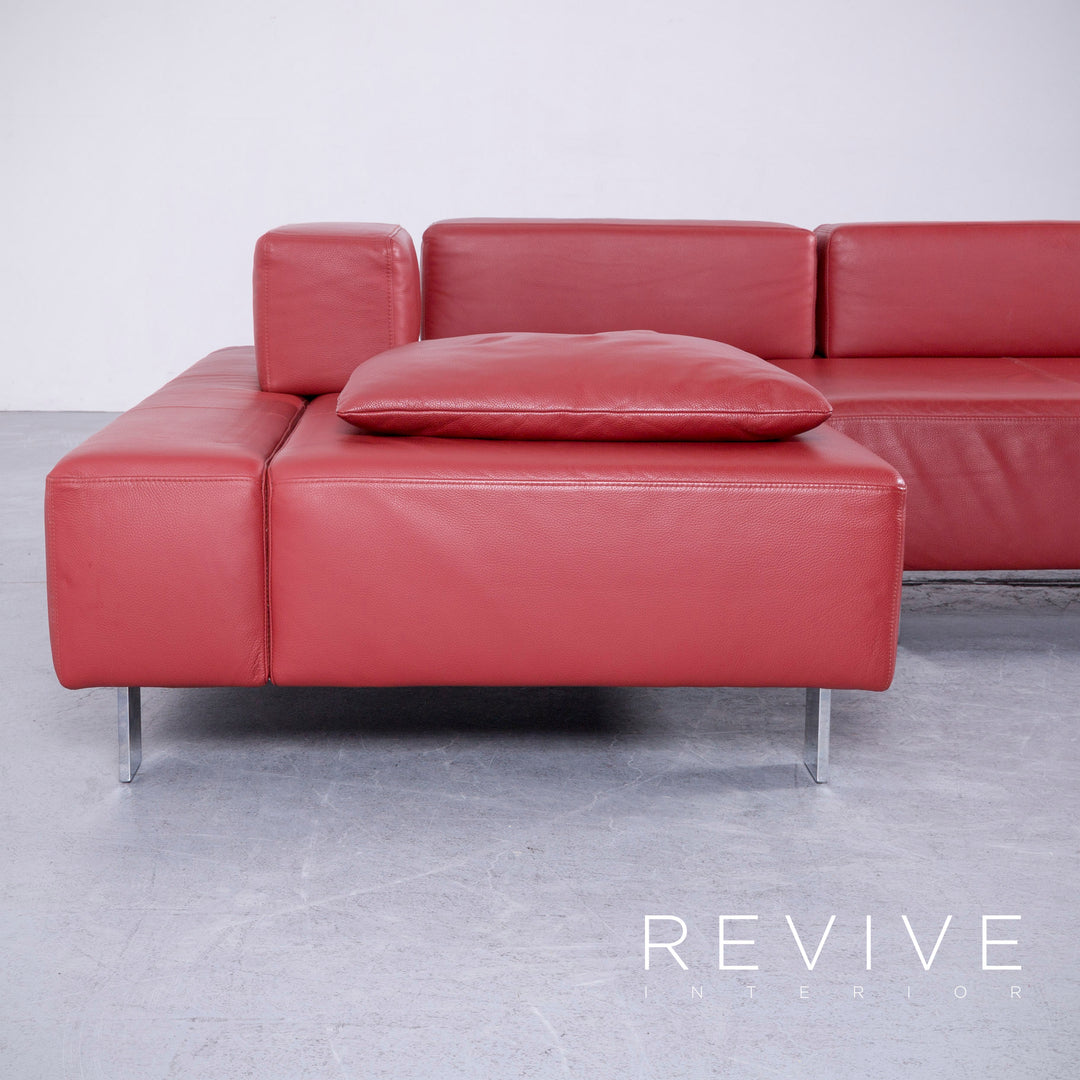 Brühl Fields Designer Leder Sofa Rot Echtleder Ecksofa Couch #6570