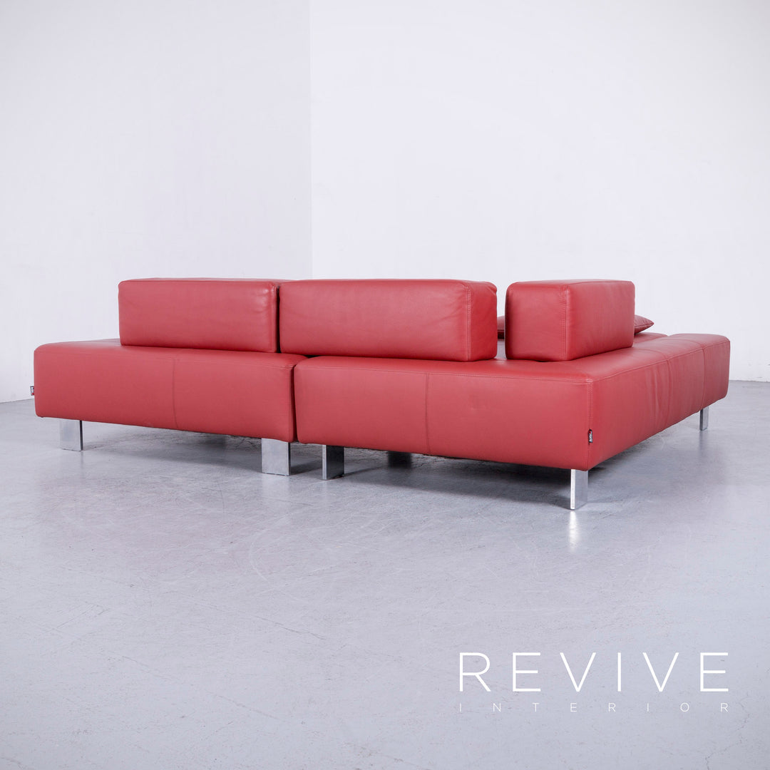 Brühl Fields Designer Leder Sofa Rot Echtleder Ecksofa Couch #6570