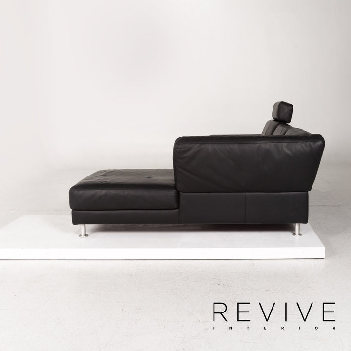 Brühl & Sippold Fiesta Leather Corner Sofa Black Sofa Couch #12773