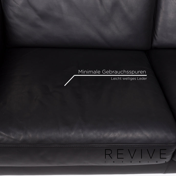 Brühl & Sippold Fiesta Leather Corner Sofa Black Sofa Couch #12773